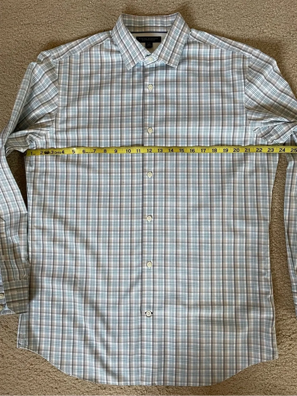 Banana Republic Men's Plaid Button-Down Shirt - Light Blue & Tan